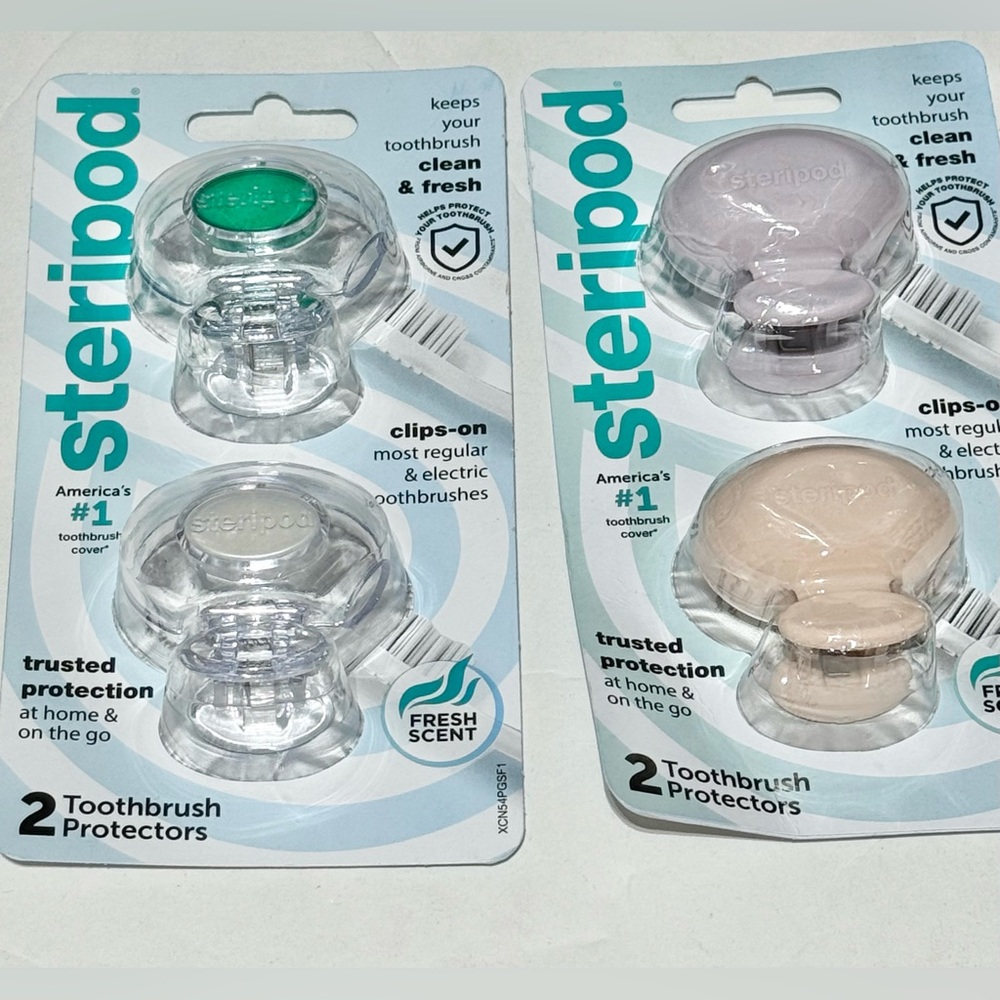 2(4)Pack Steripod Clip On Toothbrush Pod Protector Sanitizing Case. New